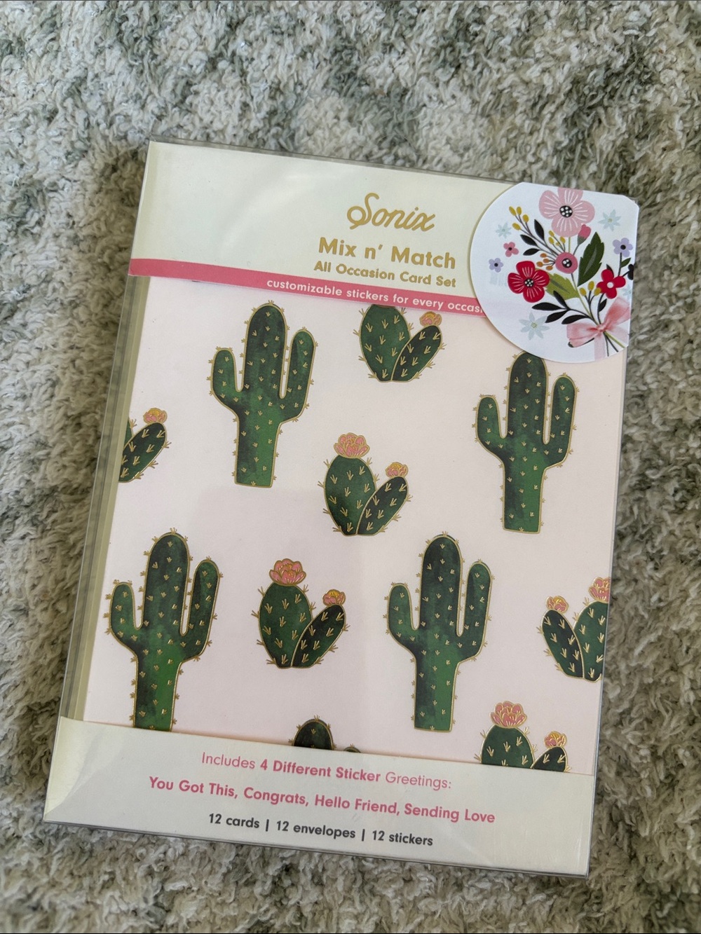 Sonix Mix n Match All-Occasion Greeting Card Set of 12 NWT cactus citrus floral